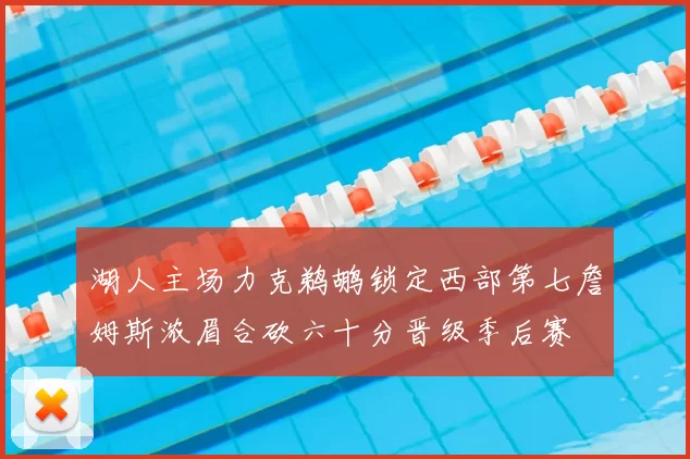 湖人主场力克鹈鹕锁定西部第七詹姆斯浓眉合砍六十分晋级季后赛